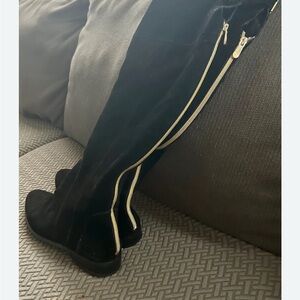 Black Charles David  Over-the-Knee Boots with Gold Zipper